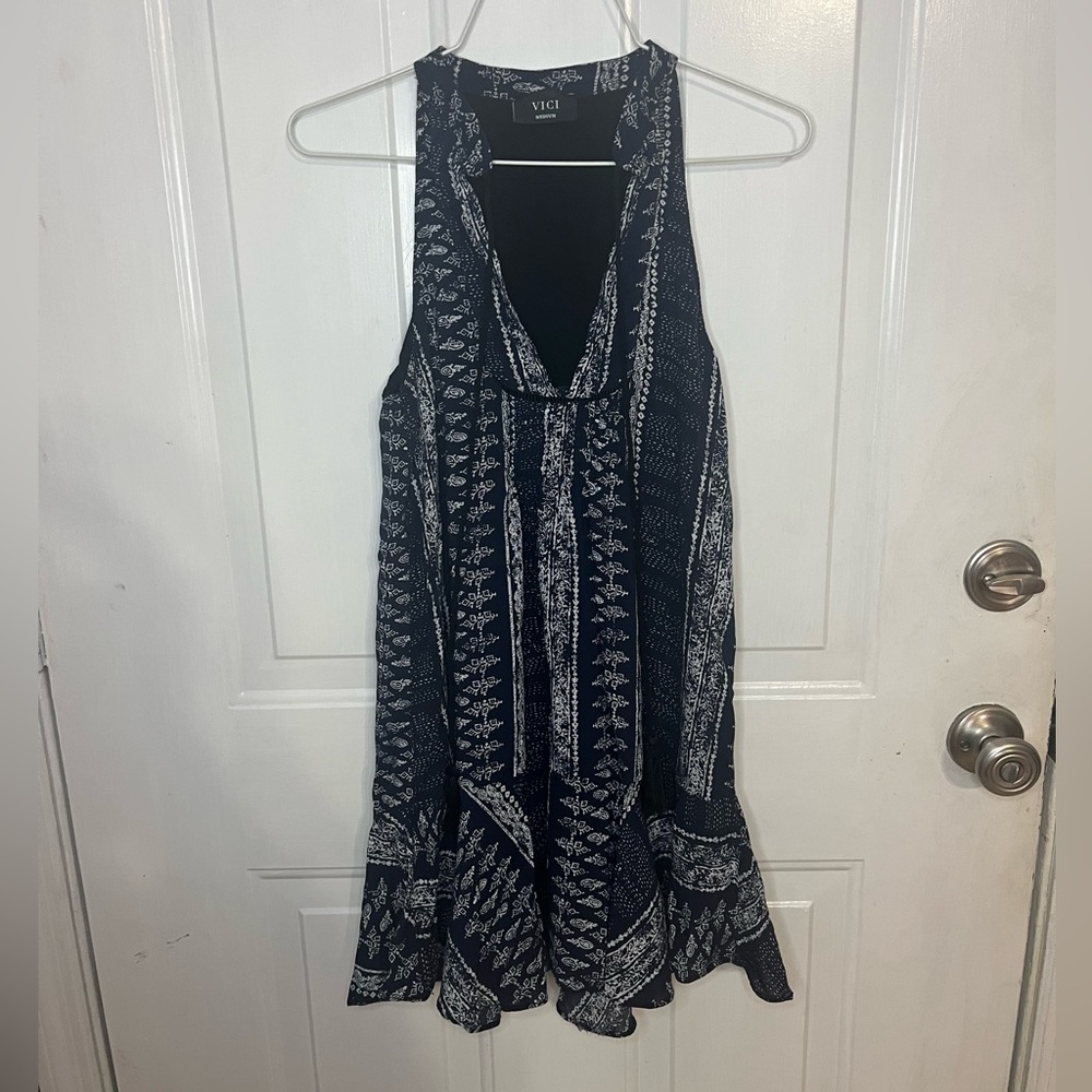 VICI Mini Dress Blue & White - Size Medium